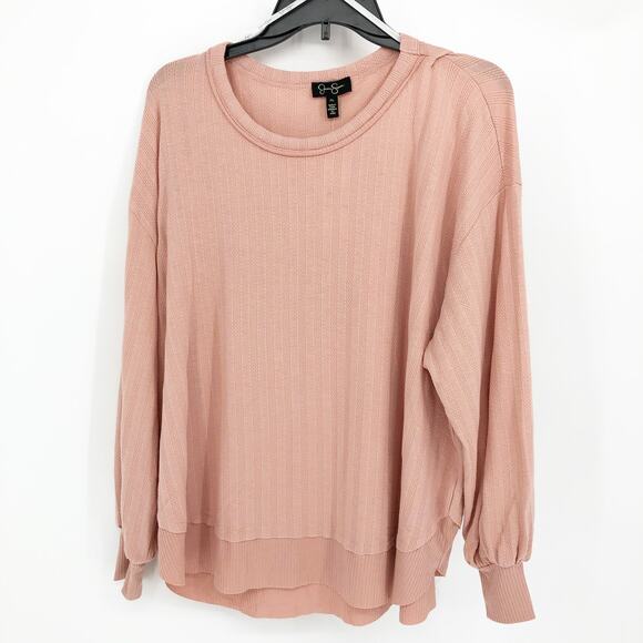 Jessica Simpson Womens Poppy Dolman Sweater XL Pink Ribbed Trim Pullover NWT - Picture 2 of 11